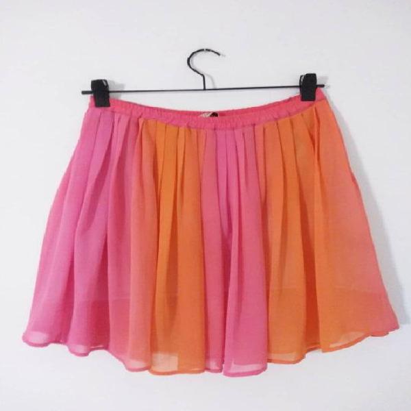 Falda de gasa VESTITE Y ANDATE, fucsia y naranja, talle 1,