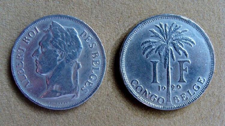 Moneda de 1 franco Congo Belga 1929