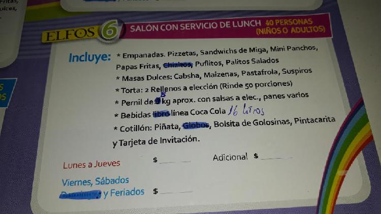 Salón Servicio de Lunch Para40 Personas