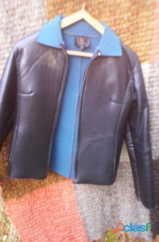 Campera Eco Cuero Tramp Negra, Interior Azul¡¡¡buenisima