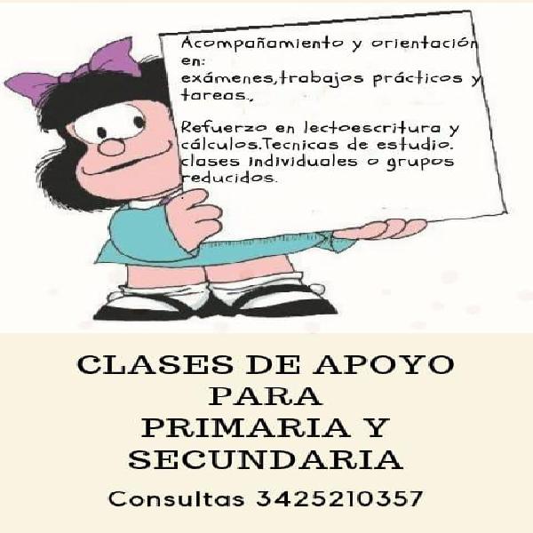 CLASES DE APOYO ESCOLAR PRIMARIA Y SECUNDARIA