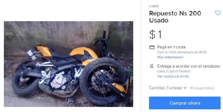 Repuestos para bajaj NS 200. Moto chocada