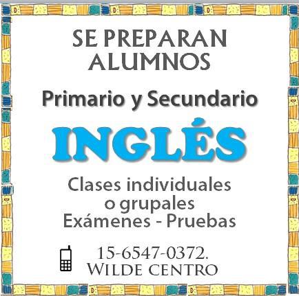 Clases de Ingles en Wilde. Se preparan alumnos Secundario y