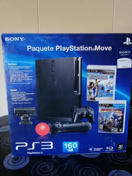 VENDO PlayStation 3 PS3 160Gb MOVE 2Joysticks Juegos Estado