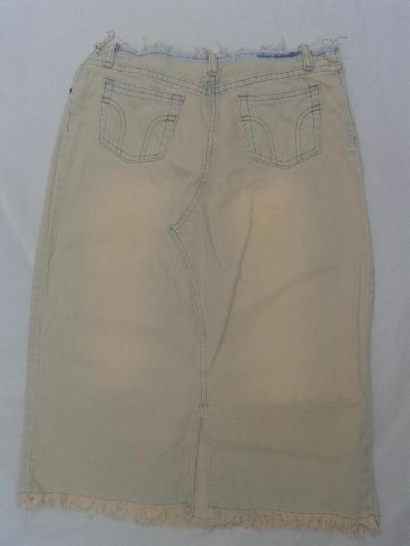 pollera jeans peuque cremat24 larg67 flecos use 1 vez