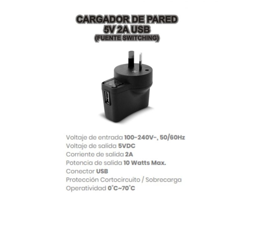 Cargador De Pared 5v 2a Usb (fuente Switching) 2 Amperes