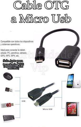 Cable Adaptador Otg Micro Usb Samsung, Motorola, Tablet