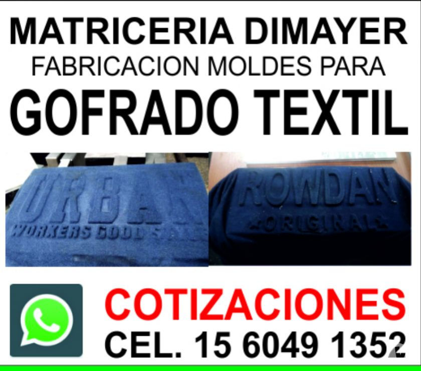 Moldes para gofrado textil Matriceria Dimayer zona sur