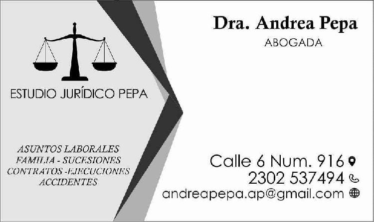 ESTUDIO JURÍDICO PEPA. Dra. Andrea Pepa.-