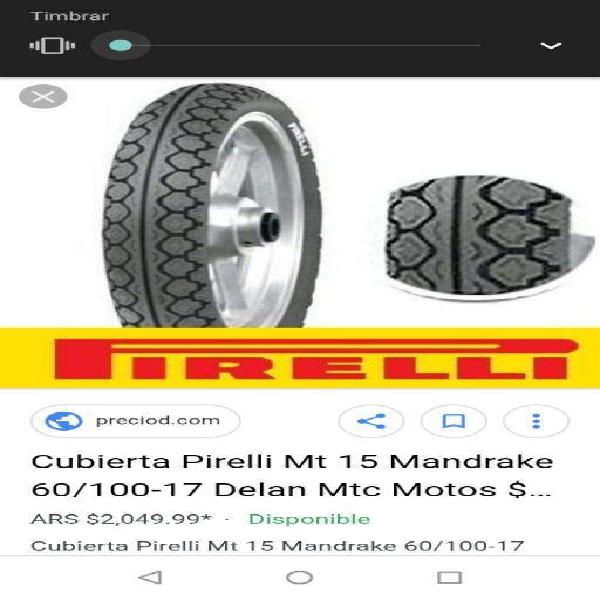 Vendo Cubierta Moto Pirelli Rod.18 Mt 15