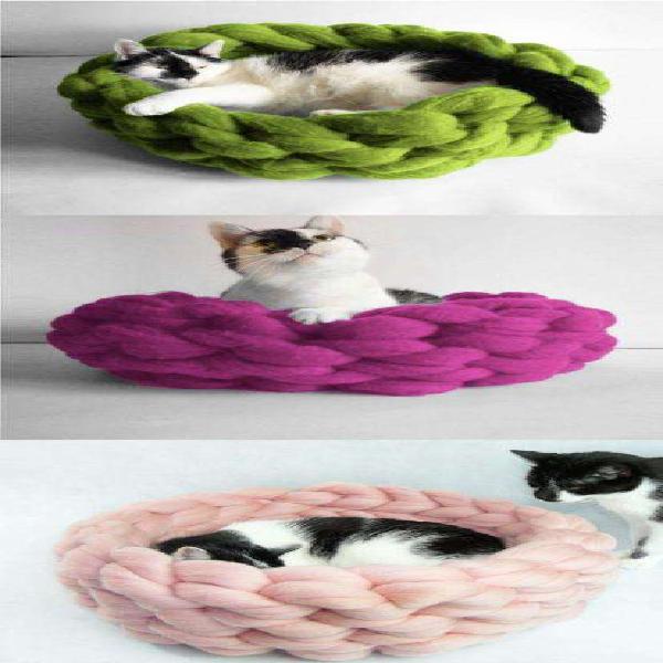 Canasta tejida para gatos. Cojín/ cama para gatos,