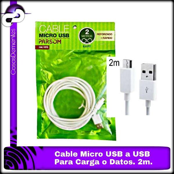 CABLE USB V8 CARGA Y DATOS PARSOM LARGO 2 METROS
