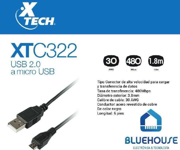 Cable Micro USB Celular 1.8 M Xtech XTC-322
