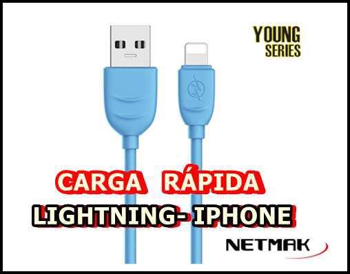 NM-116 Netmak cable Iphone Lightning USB 1m 2,4A CARGA