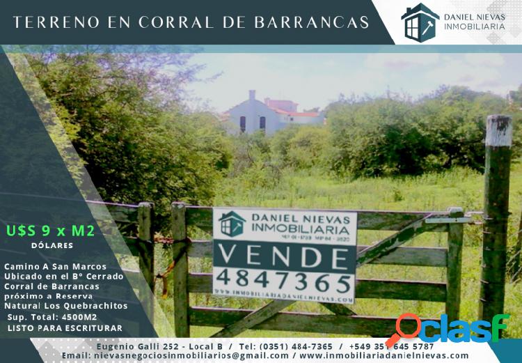 VENTA EXCELENTE TERRENO EN CORRAL DE BARRANCAS