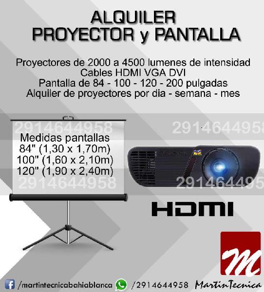 Alquiler Proyector Pantalla videos vga hdmi