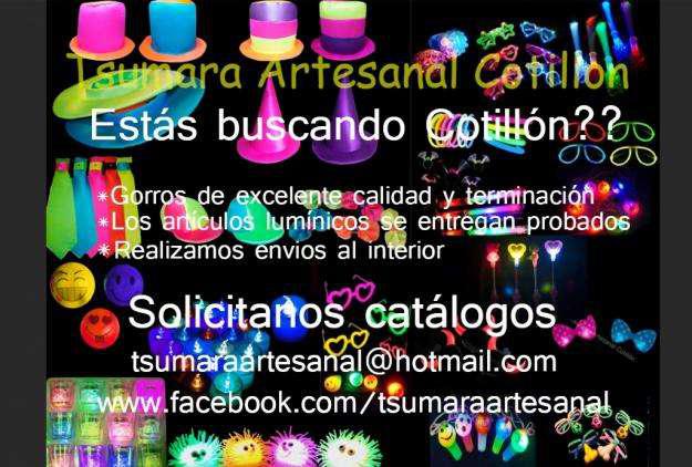 Cotillon luminico, gorros, mascaras y accesorios