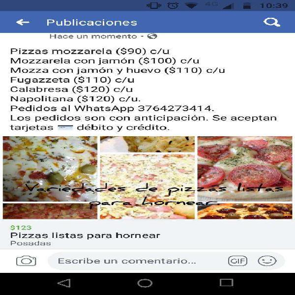 Pizzas Listas para Hornear