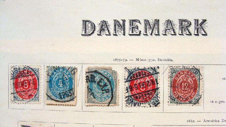 Sellos postales de Dinamarca 1875 – 1902