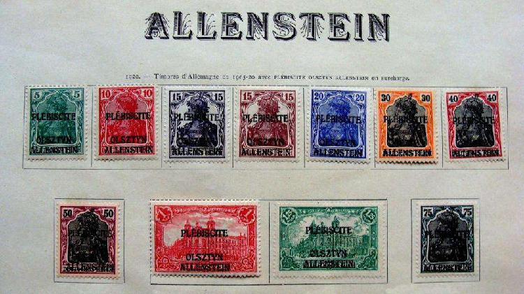 Sellos postales de Olsztyn Allenstein 1920 Prusia