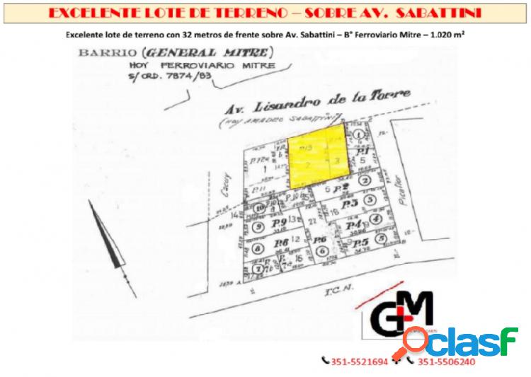 TERRENO SOBRE AV. SABATTINI