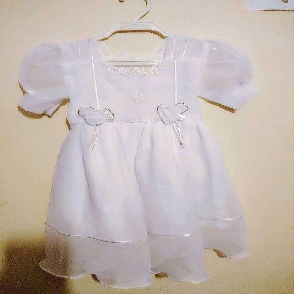 VESTIDITO BLANCO DE NENA TALLE 3/4 NUEVO TELA ORGANZA, DOBLE