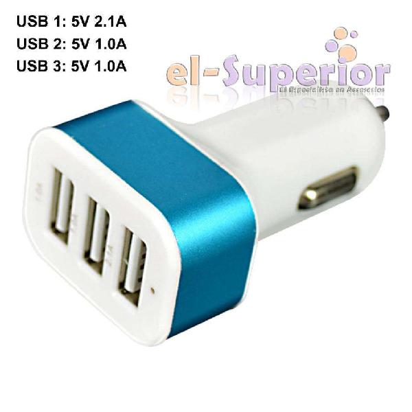 Adaptador Usb Para Auto Triple Universal,carga Super Rapida