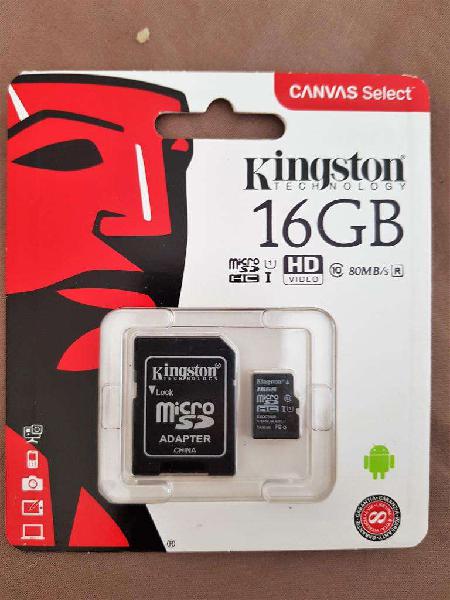 MEMORIAS KINGSTON 16 GB MICROSD CLASE 10 ORIGINALES,