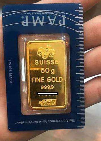 lingote de oro PAMP 50g 999.9