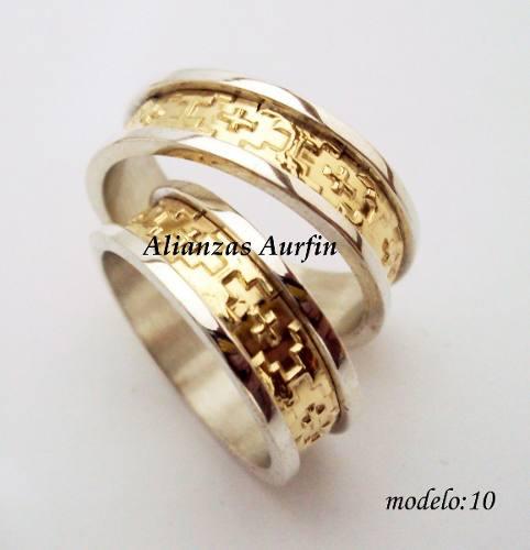 Alianza Anillo Plata 925 Y Oro 18k Guarda Pampa