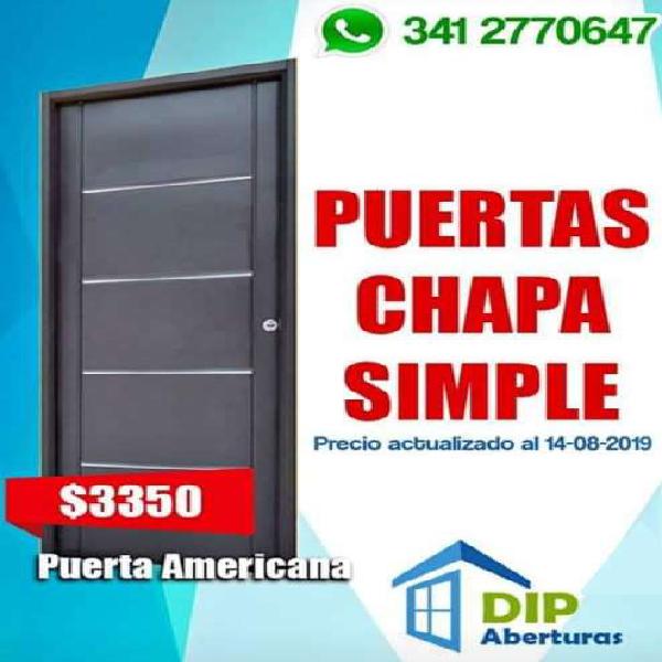 Puerta Chapa Simple Americana 86 x 205