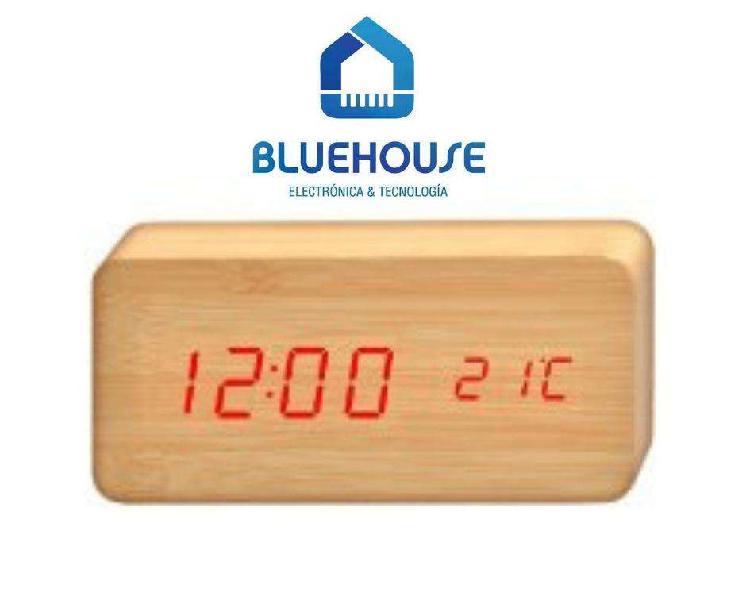 Reloj Despertador de Madera con Led Temperatura Fecha