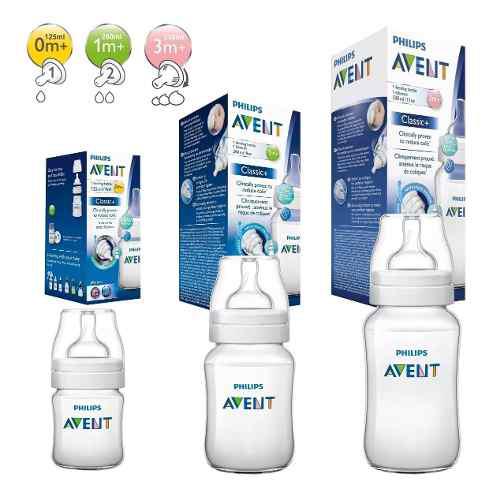 Set 3 Mamaderas Avent Classic+ 125, 260 Y 330ml