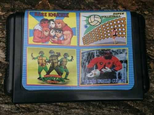 4in1 Cartucho Juego Sega Genesis, Worldcup 92, Turtles N,mas