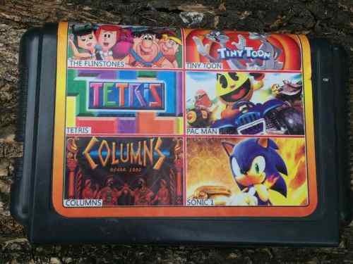 6in1 Cartucho Juego Sega Genesis, Tetris, Pacman, Sonic, Mas