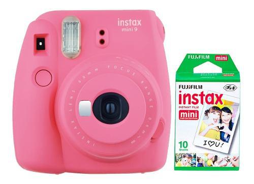 Cam Fuji Instax Mini 9 Polaroid Rosa Selfie 10 Fotos