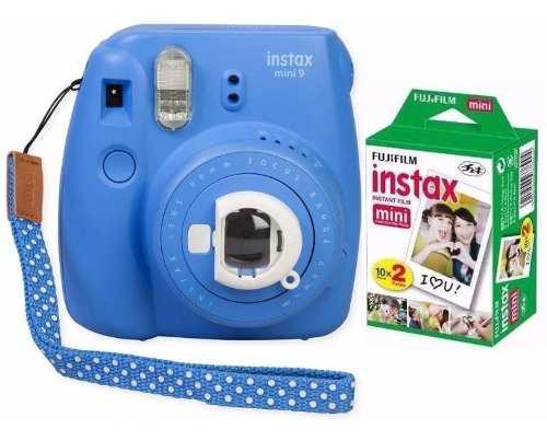 Camara Fuji Instax Mini 9 Azul Polaroid 20 Fotos