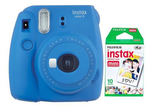 Camara Fuji Instax Mini 9 Azul Selfie 10 Fotos
