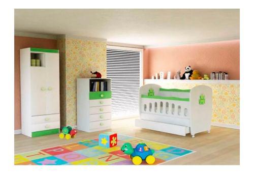 Combo Dormitorio Infantil Bebe Cuna Chifonier Ropero Smile