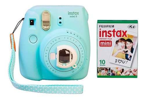 Instax Mini 9 Celeste Hielo Tipo Polaroid 10 Fotos Nueva