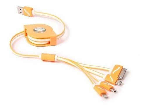 Cable Multiple iPhone - Mini Usb - V8 Naranja