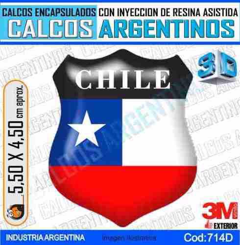Calcomanias 3d Con Relieve, Accesorio Autos Escudo De Chile