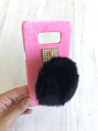 Funda Case Terciopelo Accesorio Pompon iPhone 7/8 Plus S8+