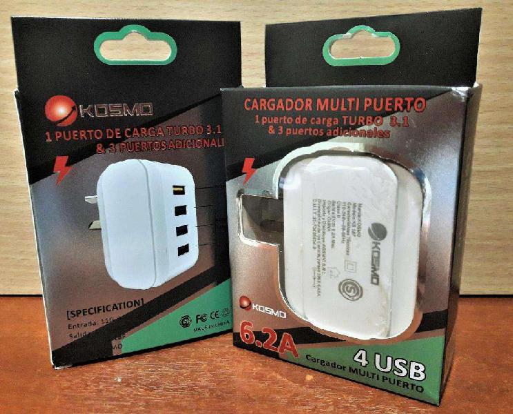 Cargador rapido Turbo Multipuerto 4usb 6.2a Rápido Motorola