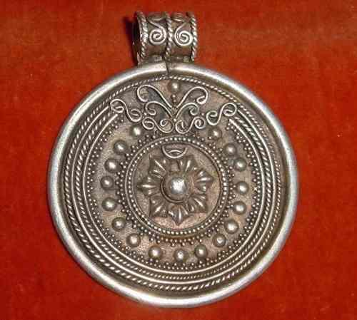 Antiguo Gran Medallón Unisex Plata 925 Ornamental Arabezcos