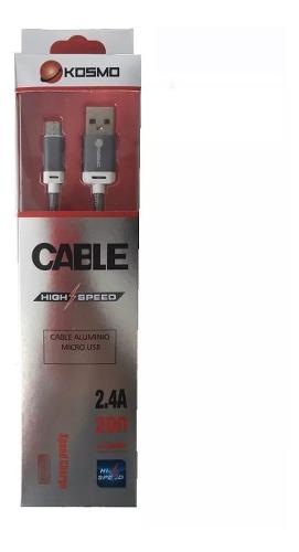 Cable Micro Usb De Carga Rápida Kosmo 2 Metros 2.4 Amper