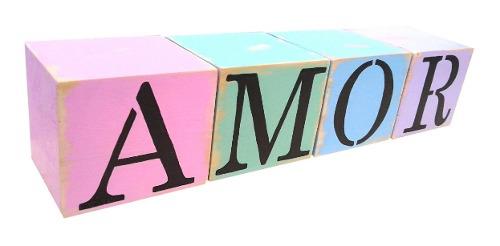 Cubos Vintage De Madera Letras Nombres X 4 Deco Candy Hogar