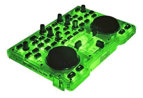 Controlador Dj Hercules Glow Green Mixer Dj Luz Led Verde Hd