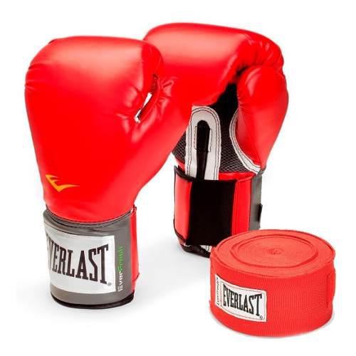 Combo Box Negro Everlast: Guantes Pro Style 12 Oz +vendas