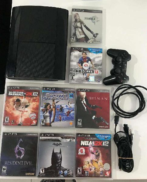 Consola Playstation 3 Super Slim Joystick 9 Juegos (250gb)